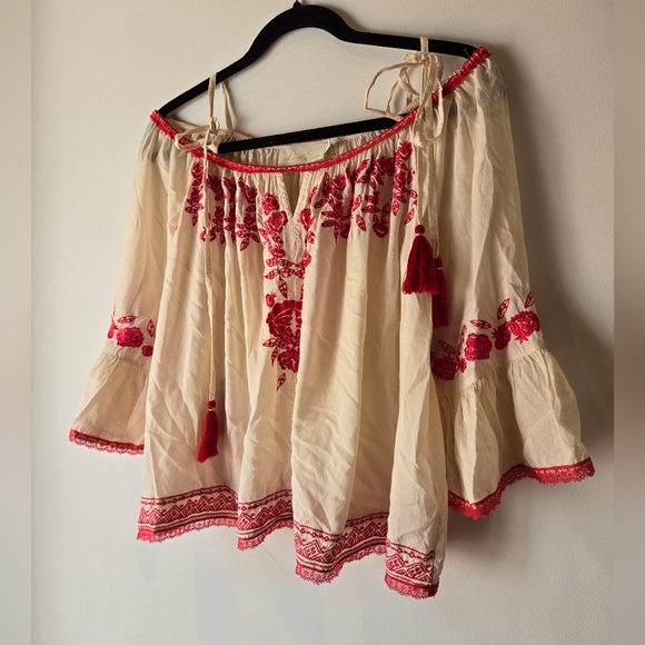 Love Sam Cold Shoulder Peasant Blouse Size Small - Picture 4 of 12